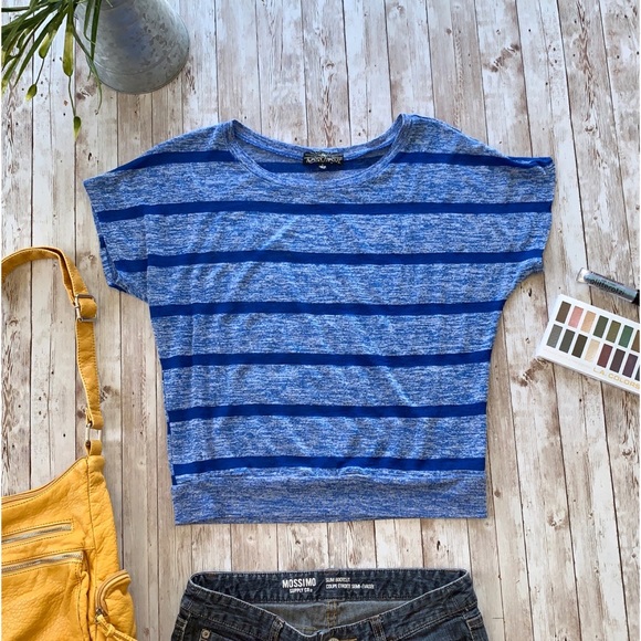 Almost Famous blue striped batwing tee